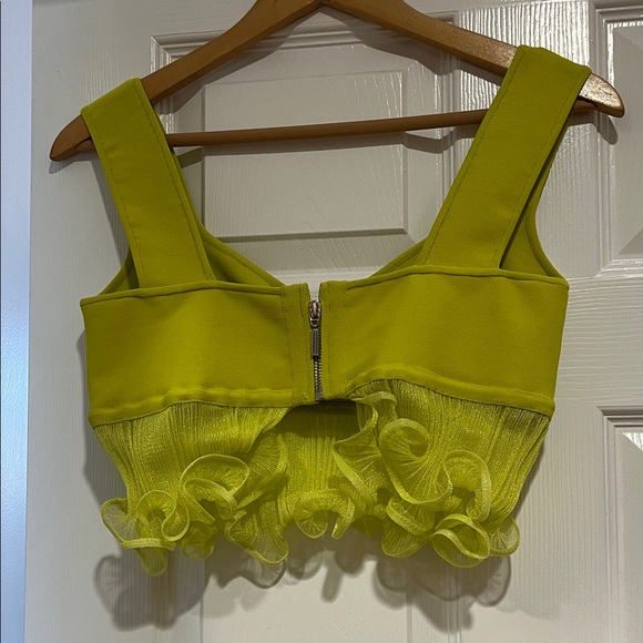 Herve Leger Yellow Ruffled Tank Top